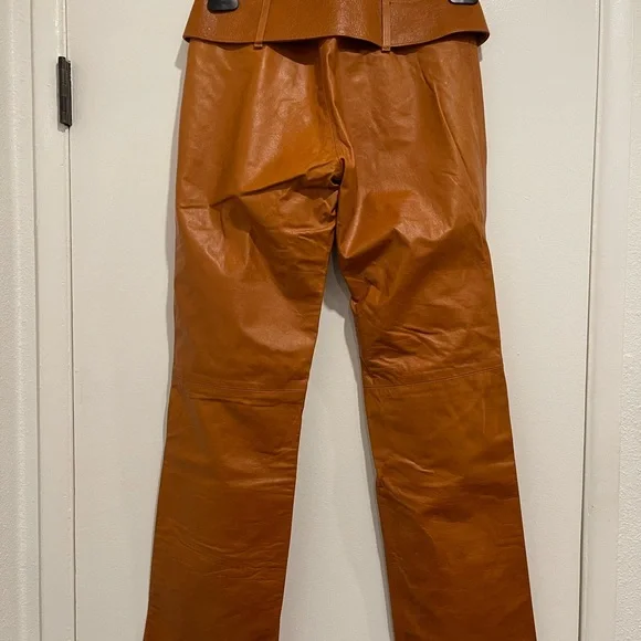 Browngenuine Leather‎Vintage Pants with Belt
